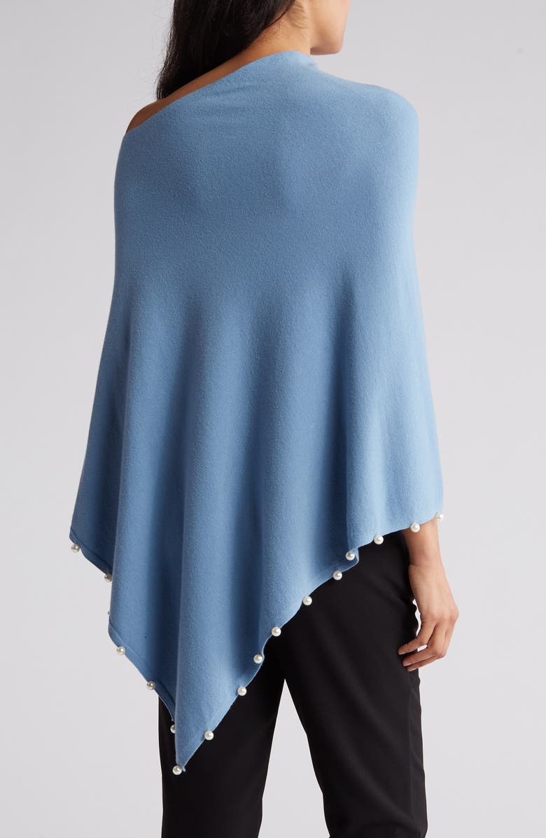 La Fiorentina Bead Trim Knit Wrap, Alternate, color, Blue