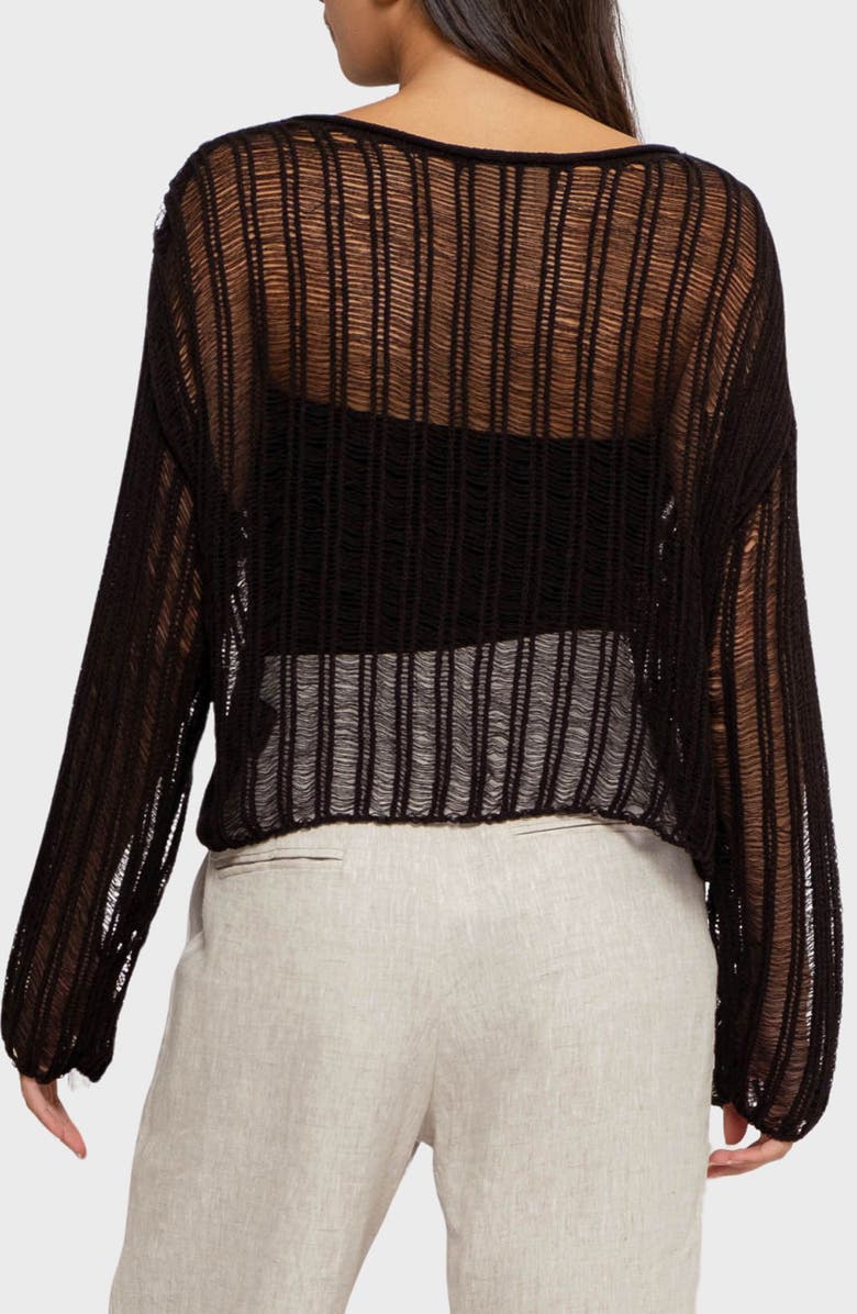 Blu Pepper Ladder Stitch Sheer Sweater, Alternate, color,