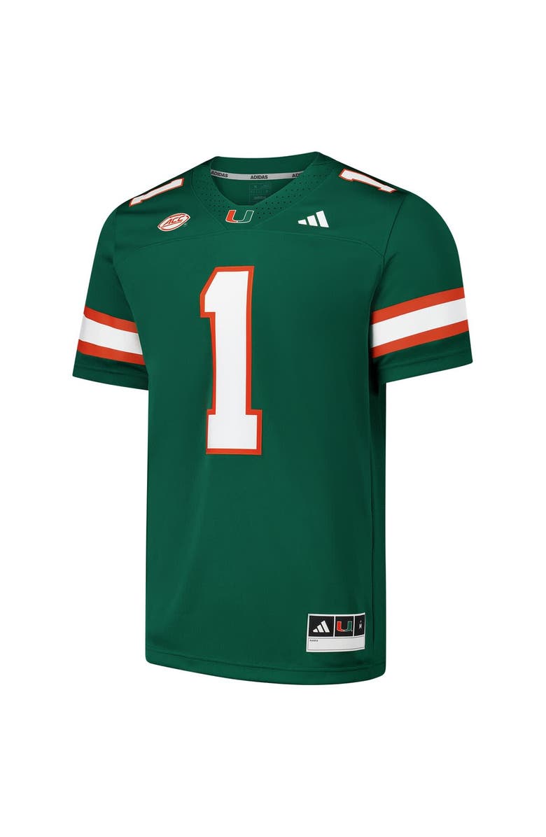 adidas Men's adidas #1 Green Miami Hurricanes  Premier Football Jersey, Alternate, color, 