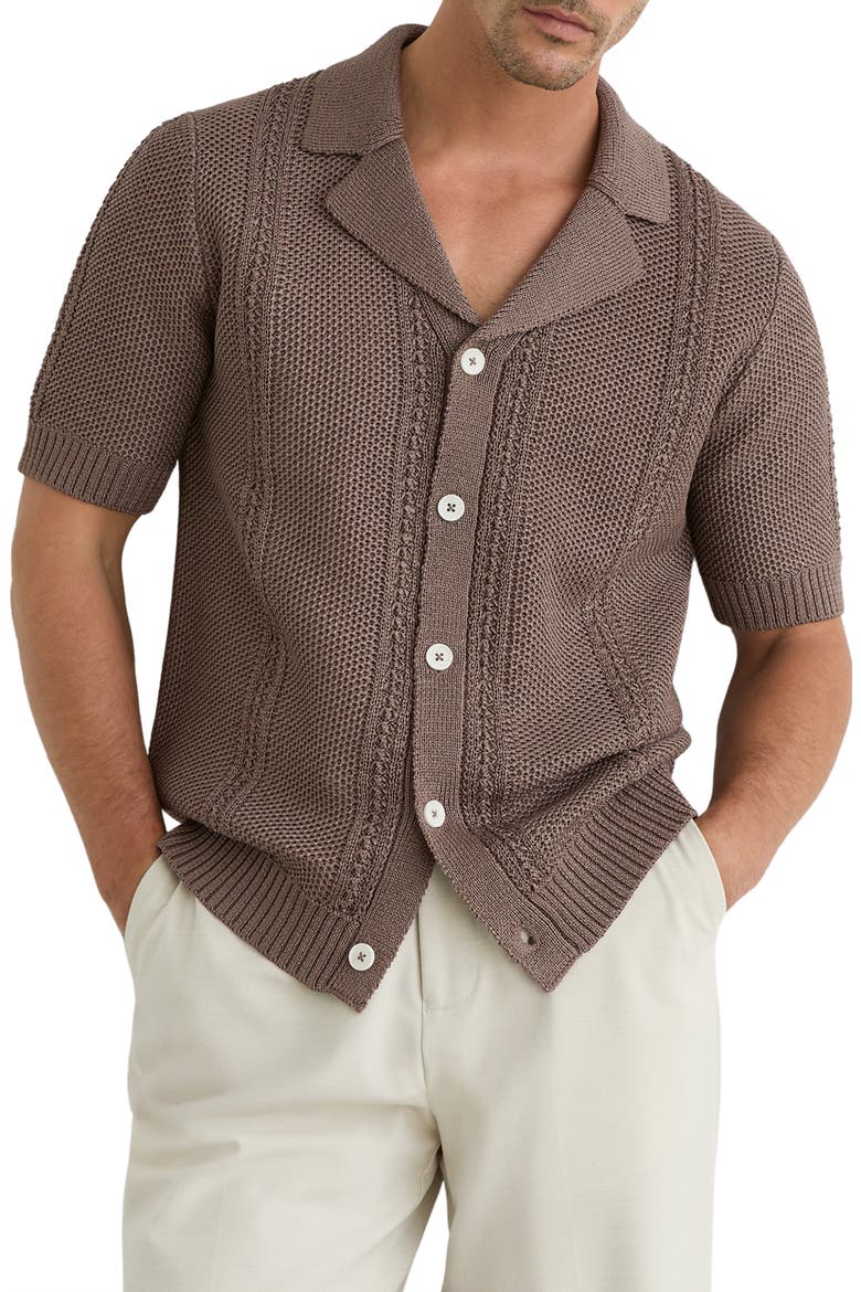 Rafael Short Sleeve Sweater, Main, color, TAUPE BROWN