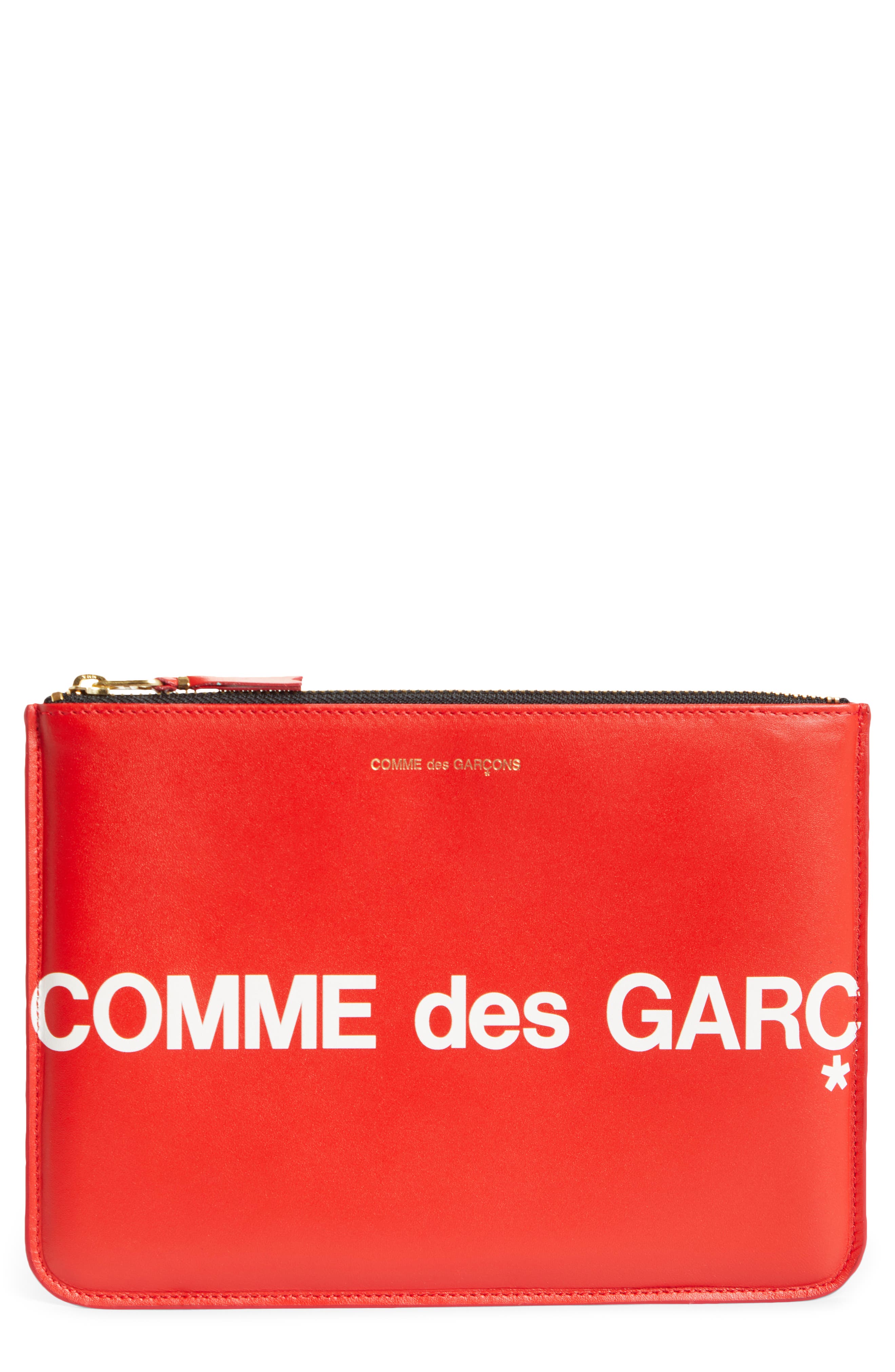 Comme des Garçons Huge Logo Large Zip Pouch, Main, color, RED