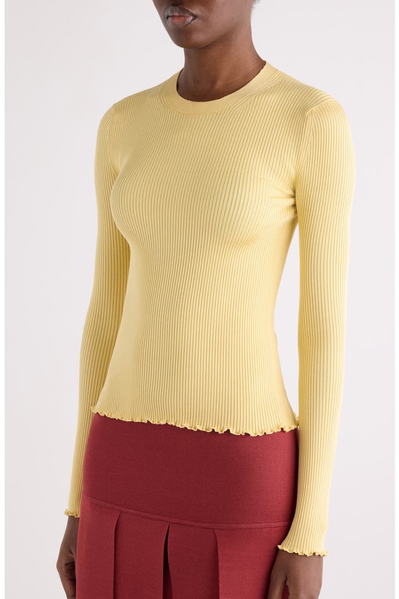 Lettuce Edge Rib Silk Blend Sweater, Alternate, color, JAUNE PALE