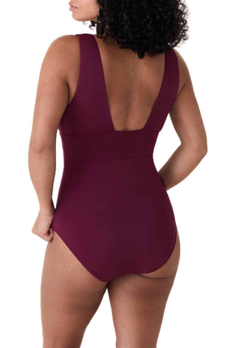 Mykonos Plunge One-Piece Swimsuit, Alternate, color, BRANDY