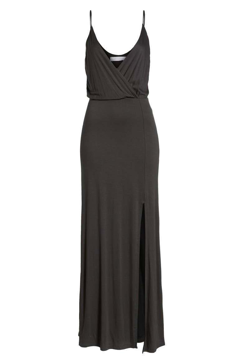 Surplice Neck Knit Maxi Dress, Alternate, color, CHARCOAL