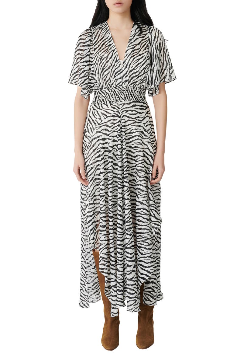 Zebra Print Maxi Dress, Main, color, BLACK / WHITE