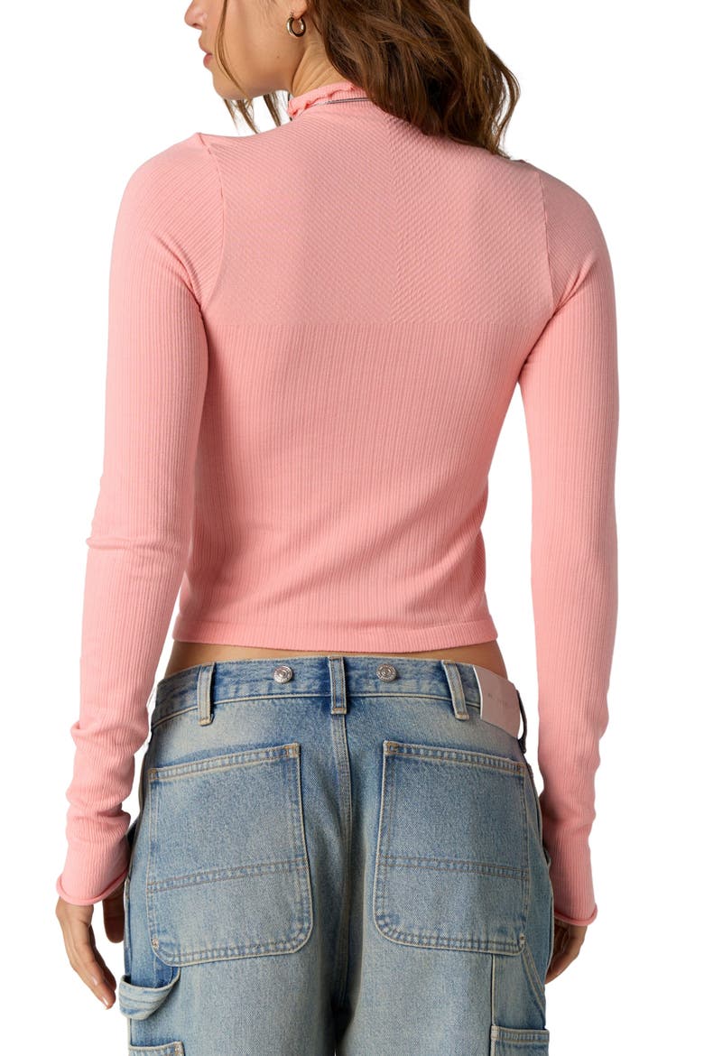 Intimately FP So Soft Ribbed Mock Neck Tee, Alternate, color, PINK PARAKEET