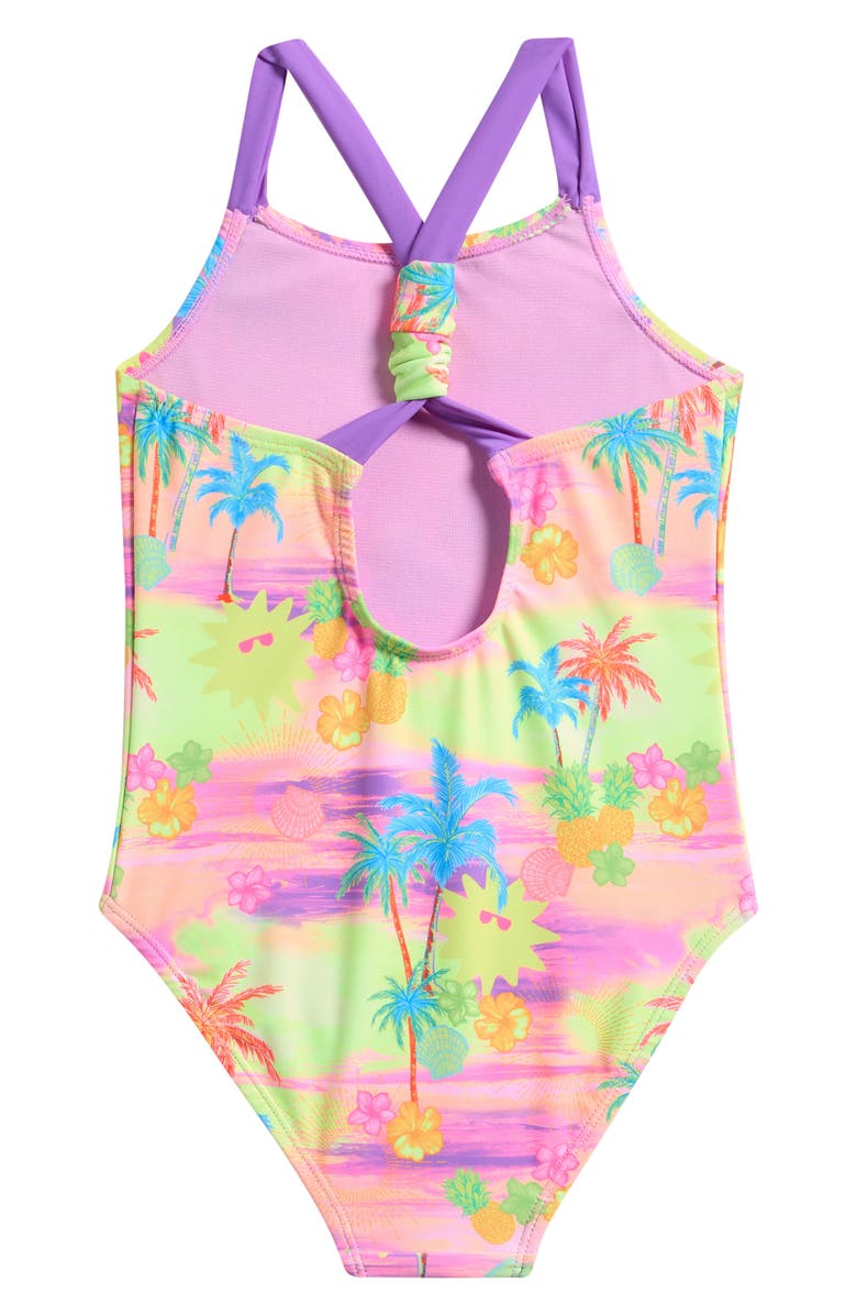 Breaking Waves Kids' Bungee Back Swimsuit, Alternate, color, Multi Color