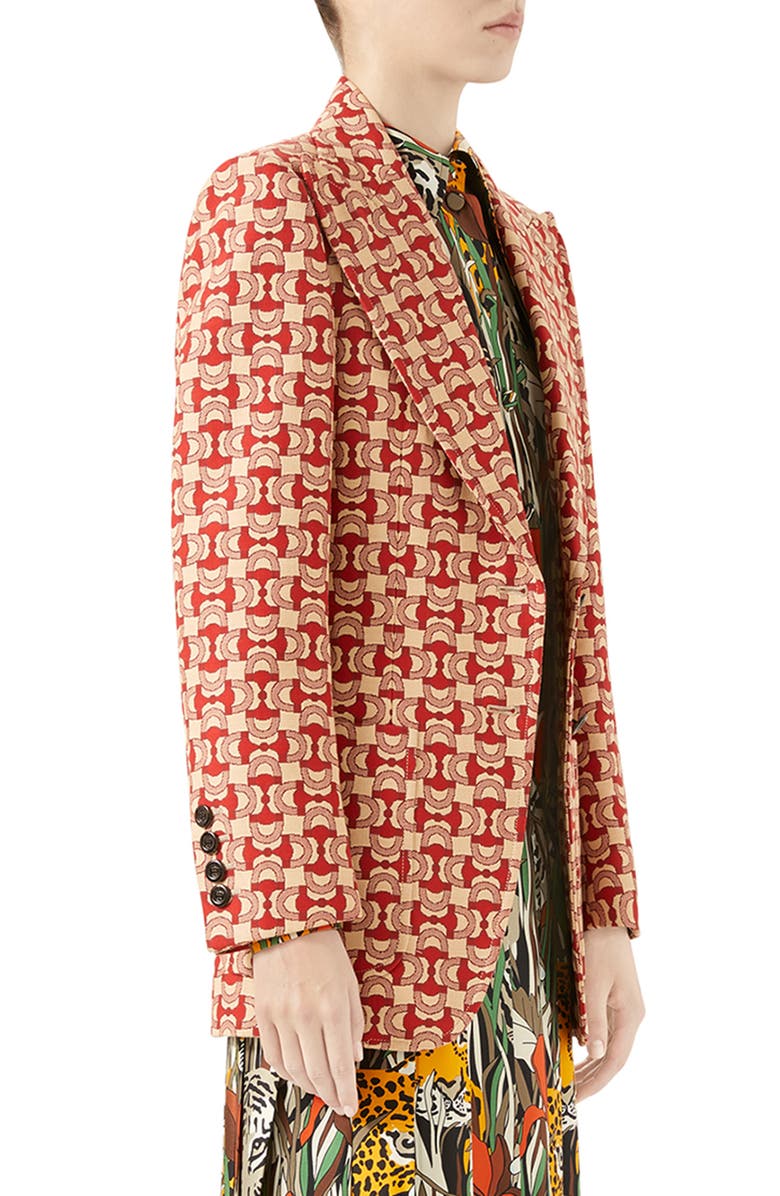 Gucci Horsebit Jacquard Blazer, Alternate, color,
