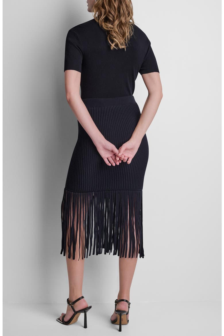 Fringe Rib Midi Skirt, Alternate, color, BLACK