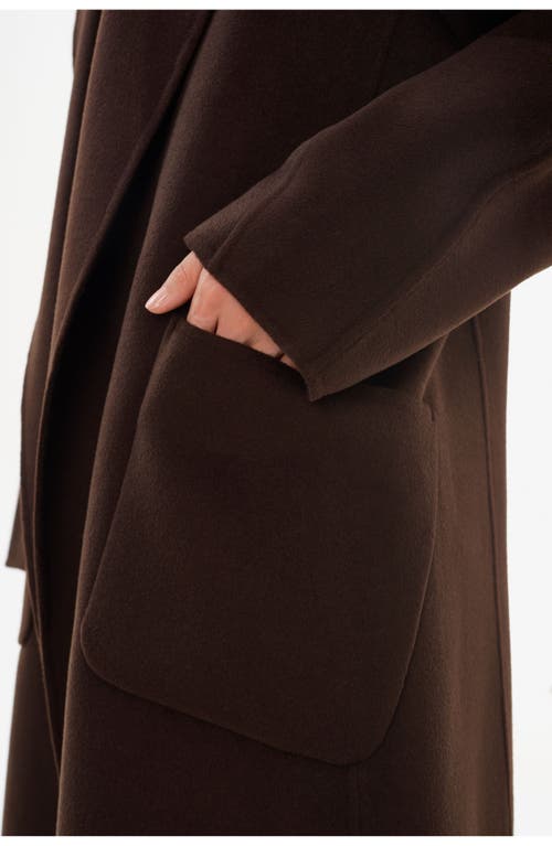 Lamarque Thara | Shawl Collar Wool Coat In Brown