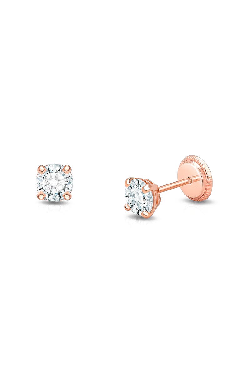 Tiny Blessings 14K Gold 4mm Round Cut Studs Screw Back Earrings, Main, color, 14K Rose Gold