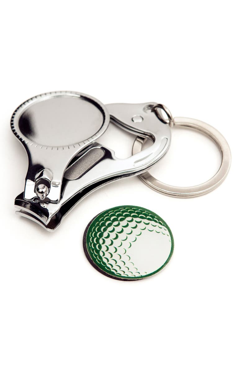 Kikkerland Design 4-in-1 Golf Nail Clipper & Bottle Opener Key Ring, Alternate, color, Green Multi