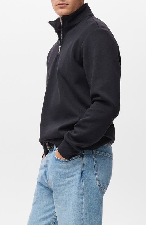 Mango Quarter Zip Sweatshirt In Black