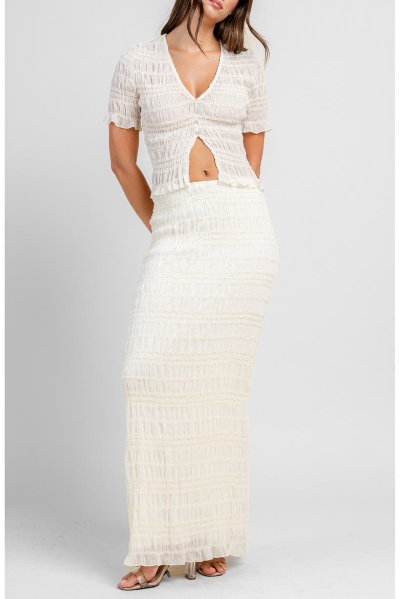 Ruched Top & Maxi Skirt Set, Alternate, color, IVORY