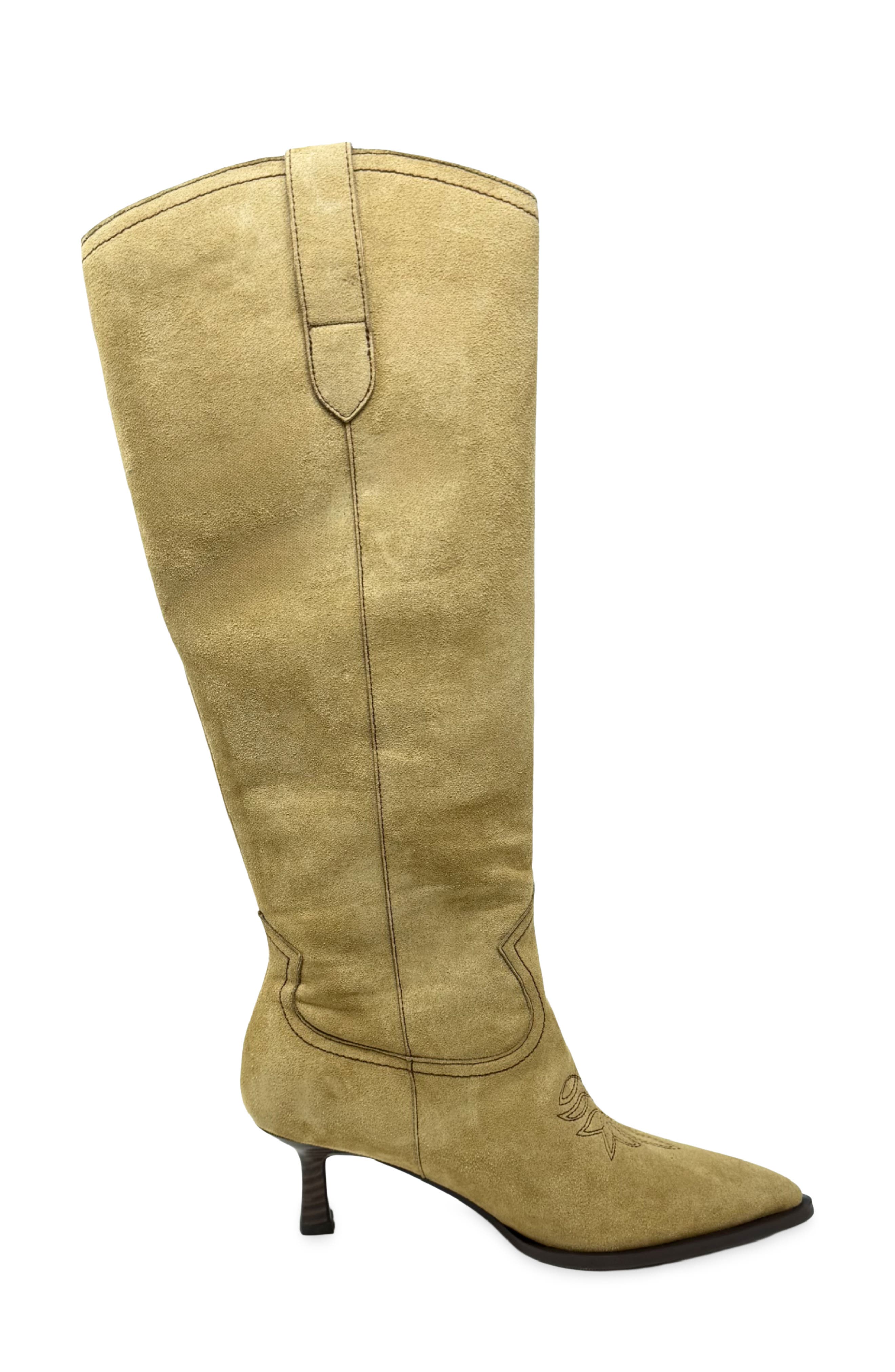Wendy Faux Suede Western Boot, Alternate, color, CAMEL SUEDE