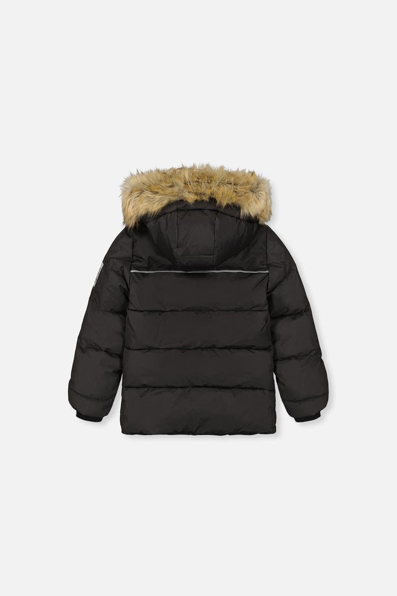 Faux Fur Hood Cargo Pocket Winter Jacket, Alternate, color, Black
