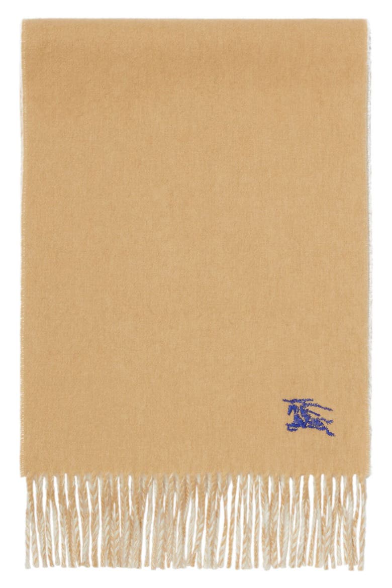 Embroidered Knight Reversible Cashmere Scarf, Alternate, color, SAND/ NEUTRAL