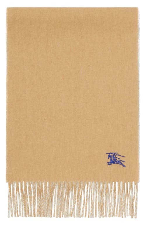 Burberry Embroidered Knight Reversible Cashmere Scarf In Brown