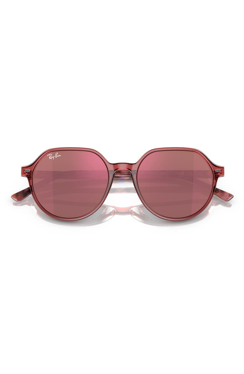 Ray-Ban Unisex Thalia 51mm Polarized Geometric Sunglasses, Alternate, color, Transparent Pink