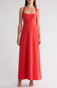 Theory Seamed Linen Blend Maxi Dress