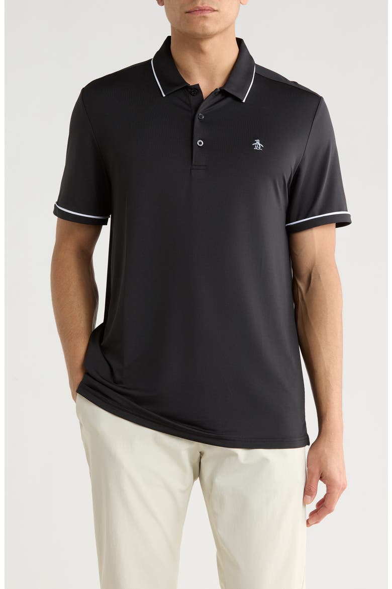 Tipped Knit Polo, Main, color, CAVIAR