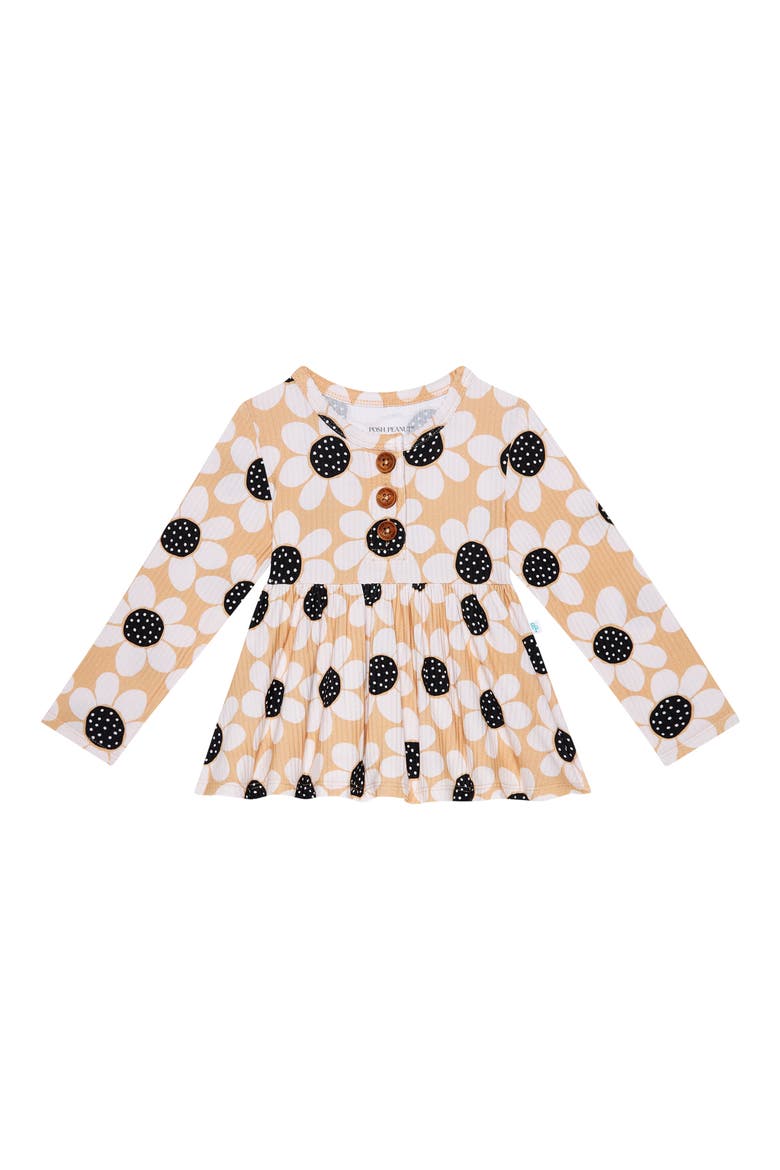 Kids' Reagan Long Sleeve Henley Peplum Top & Bloomers, Alternate, color, LIGHT BEIGE