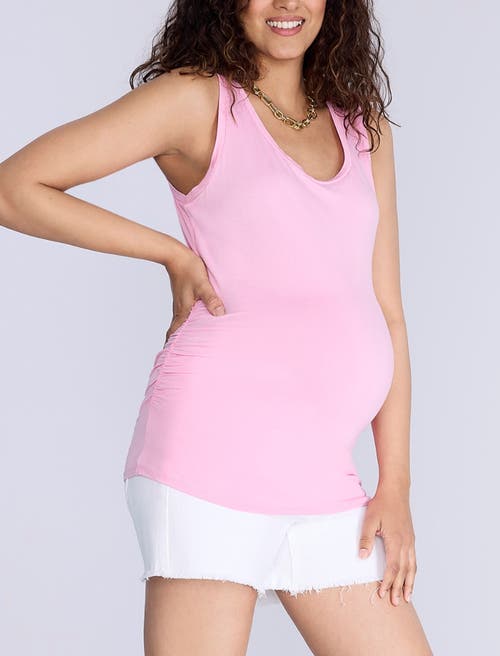 Motherhood Maternity Scoop Neck Side-ruched Maternity Tank Top In Pink