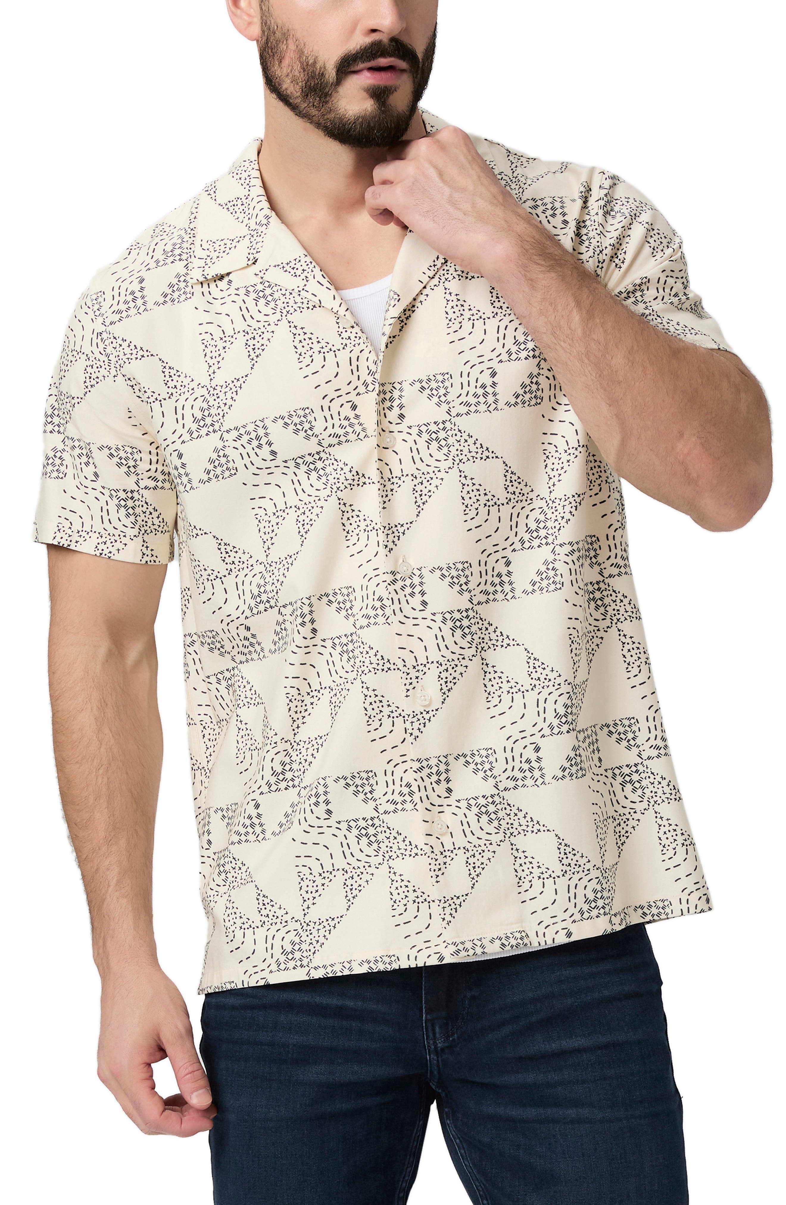 PAIGE Medina Geo Print Camp Shirt
