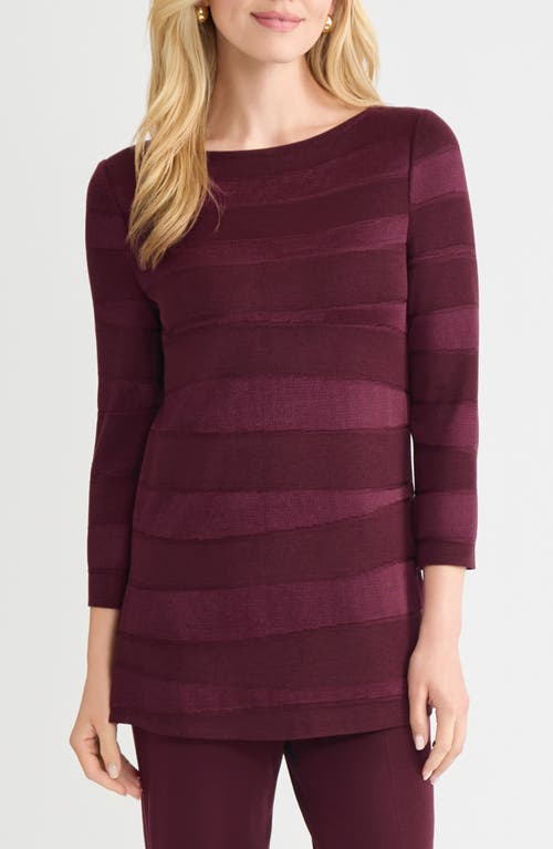 Misook Tonal Stripe Tunic In Red