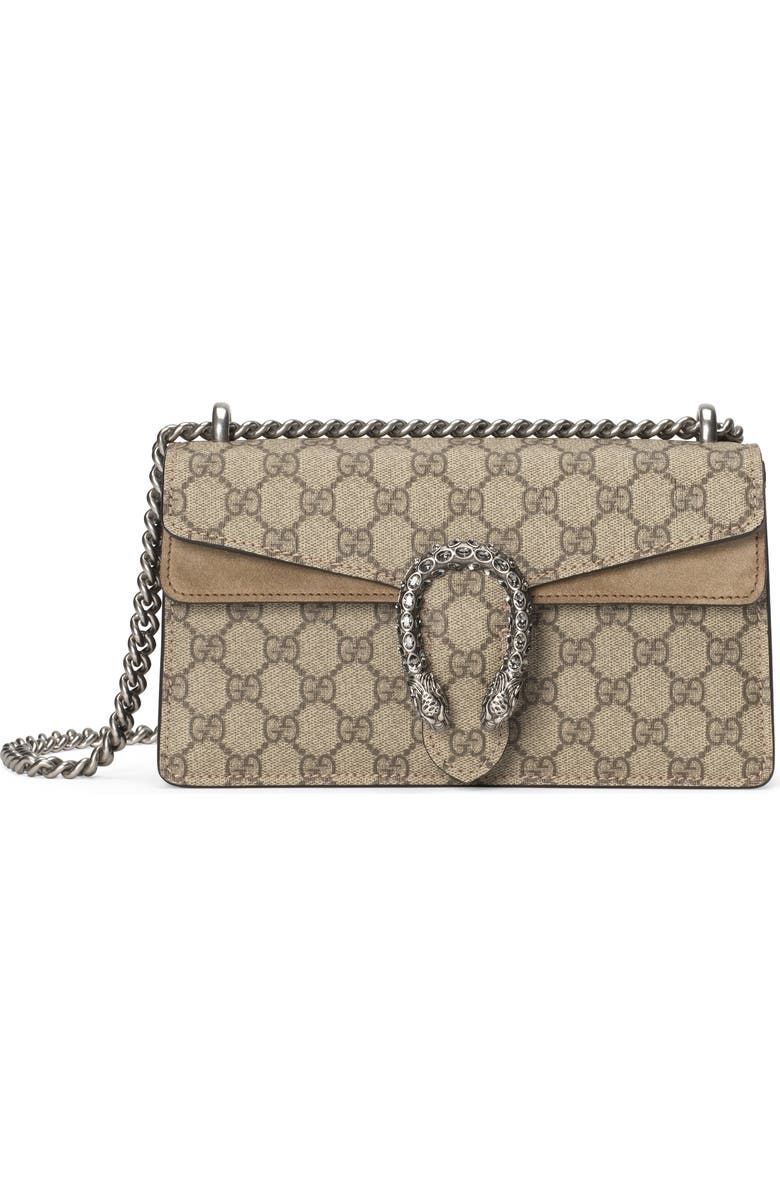 Gucci GG Supreme Canvas & Suede Shoulder Bag, Main, color,