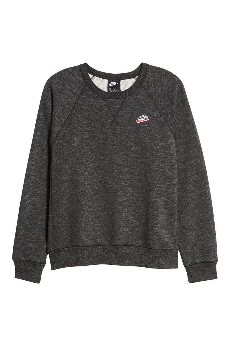 Sportswear Heritage Crewneck Sweatshirt, Alternate, color, BLACK/ HEATHER