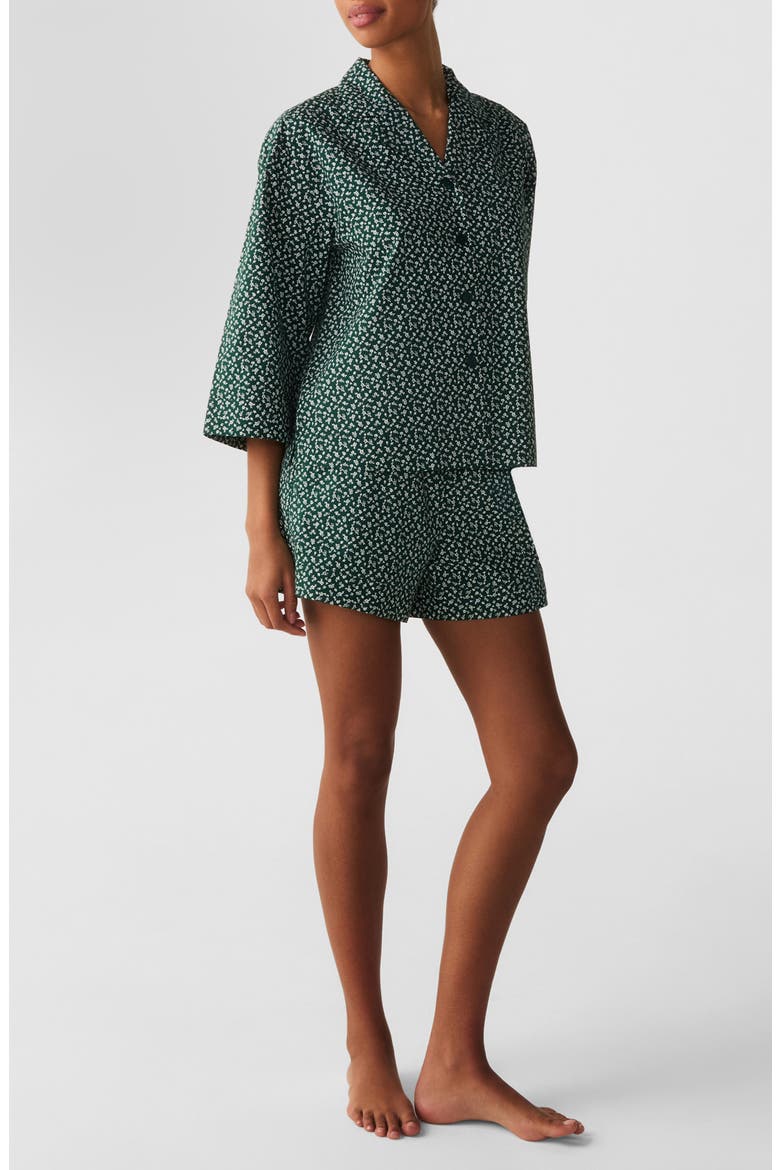 Olivia Cotton Poplin Short Pajamas, Alternate, color, MEDIUM GREEN