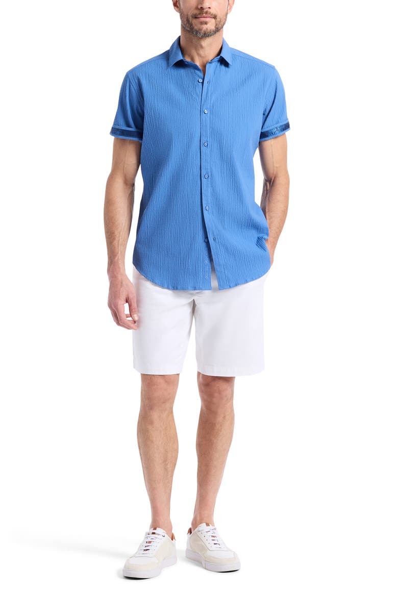 Thresher Short Sleeve Button-Up Shirt, Alternate, color, BLUE