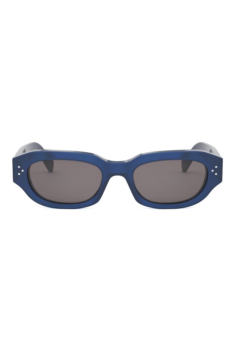 Bold 3 Dots 54mm Geometric Sunglasses, Main, color, SHINY BLUE / SMOKE