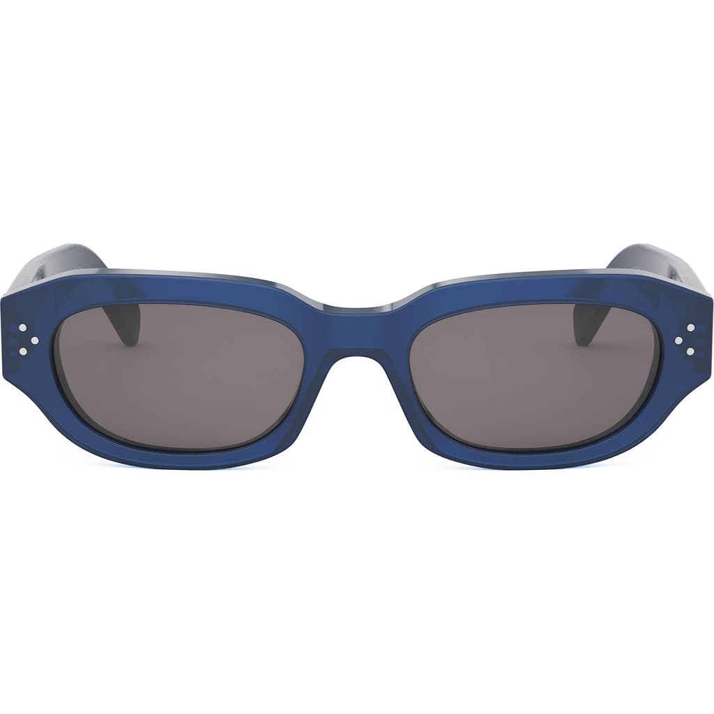 Celine Bold 3 Dots 54mm Geometric Sunglasses In Shiny Blue/smoke