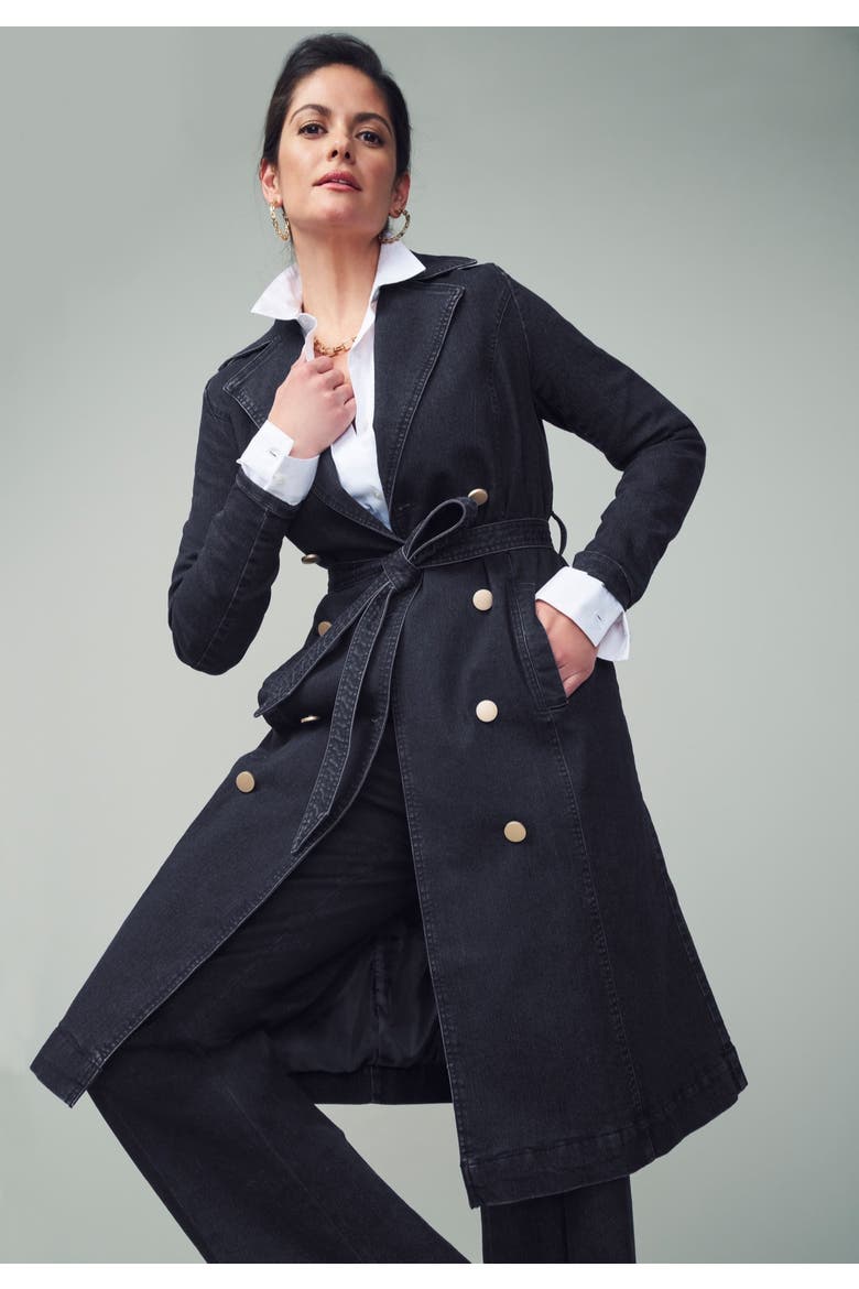 Refined Denim Trench Coat, Alternate, color, INDIGO