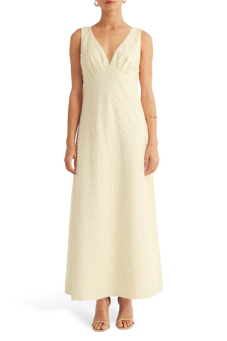 Leilani Embellished Sleeveless Maxi Dress, Main, color, CREAM
