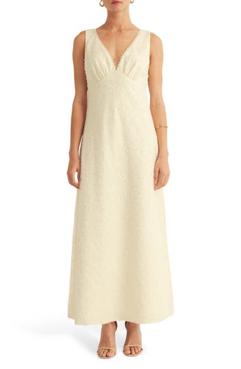 Arose Studio Leilani Embellished Sleeveless Maxi Dress In White