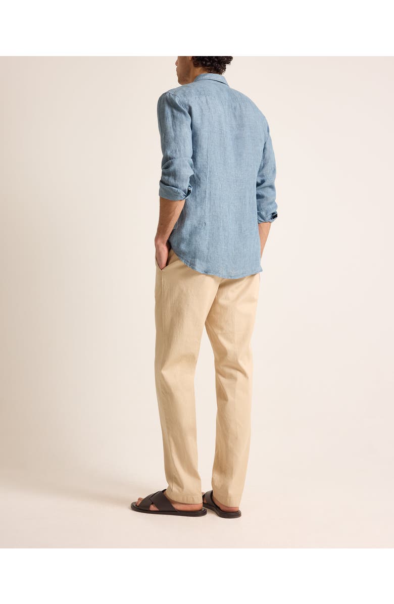 Orlebar Brown Giles Lino Tailored Fit Italian Linen Shirt, Alternate, color, Aero Blue