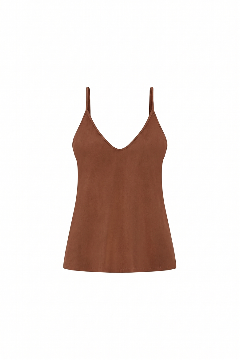 Yara Suede Camisole, Alternate, color, Chestnut