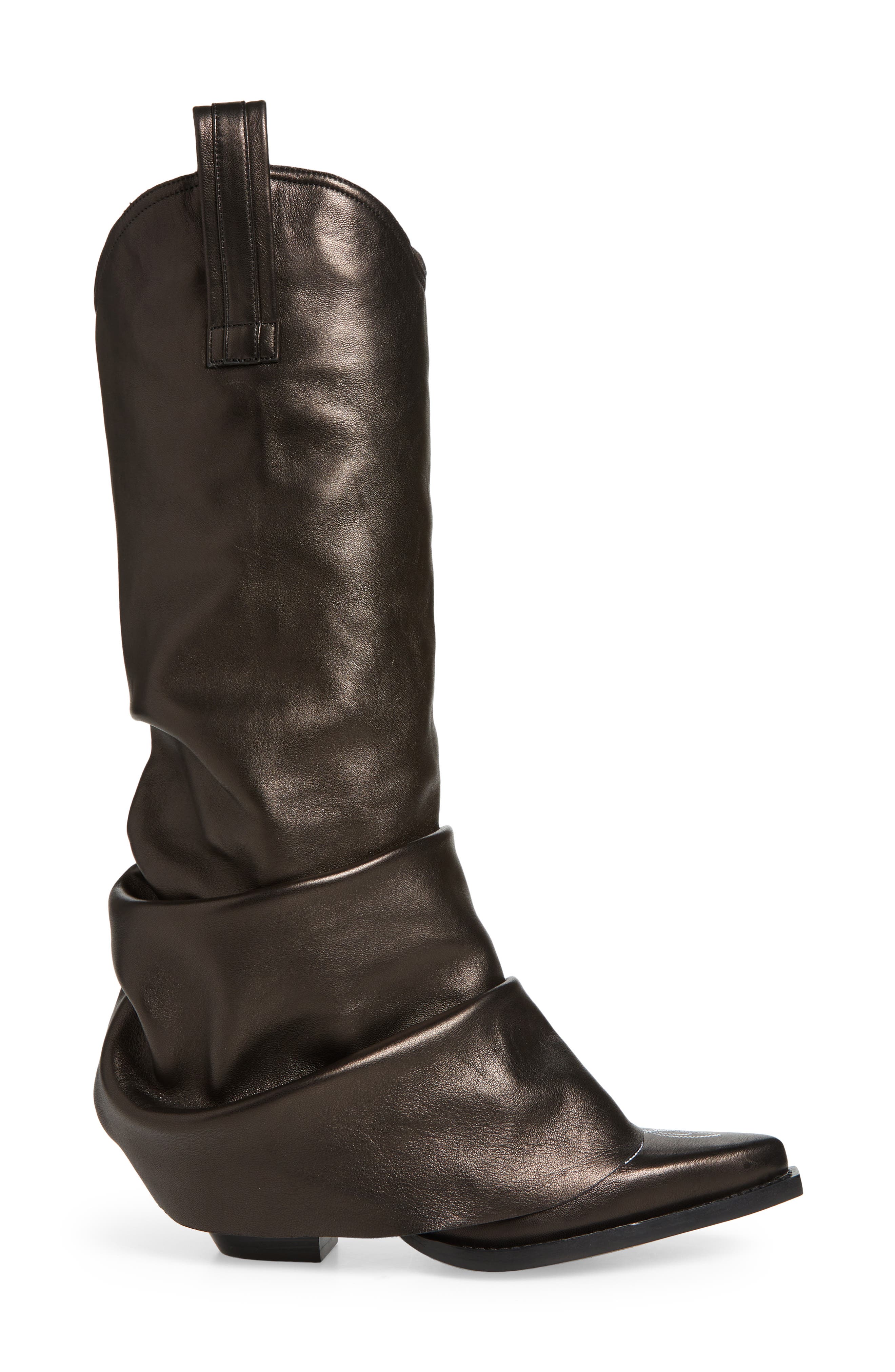 R13 Leather Sleeve Cowboy Boot, Alternate, color, Black Leather