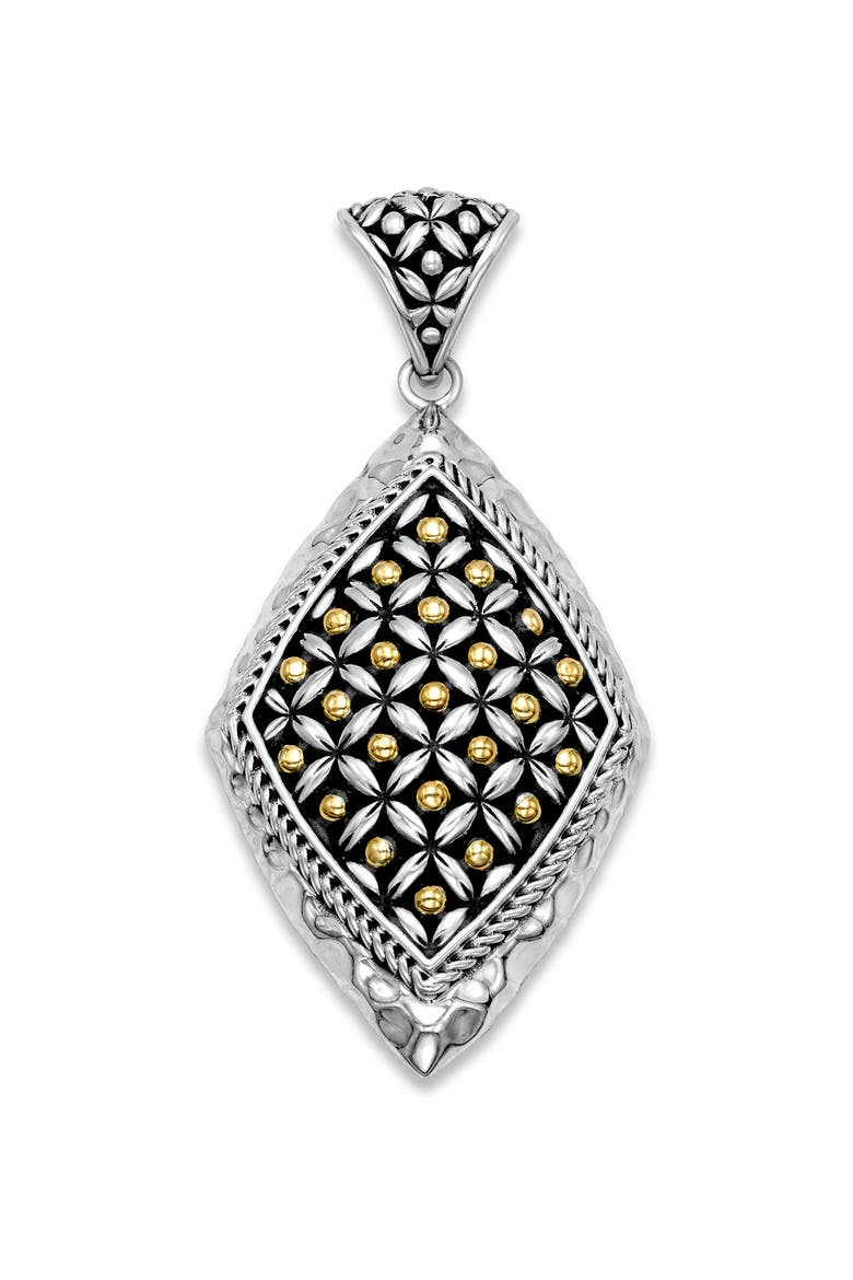 Two-Tone Rhombus Pendant Necklace, Main, color, SILVER AND GOLD