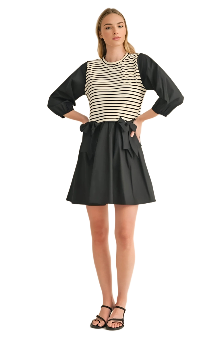 Knit and Lounge Striped Side Bow Mini Dress, Alternate, color, 