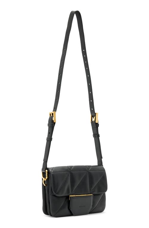 Allsaints Womens Black Jupiter Quilted-leather Cross-body Bag In Black