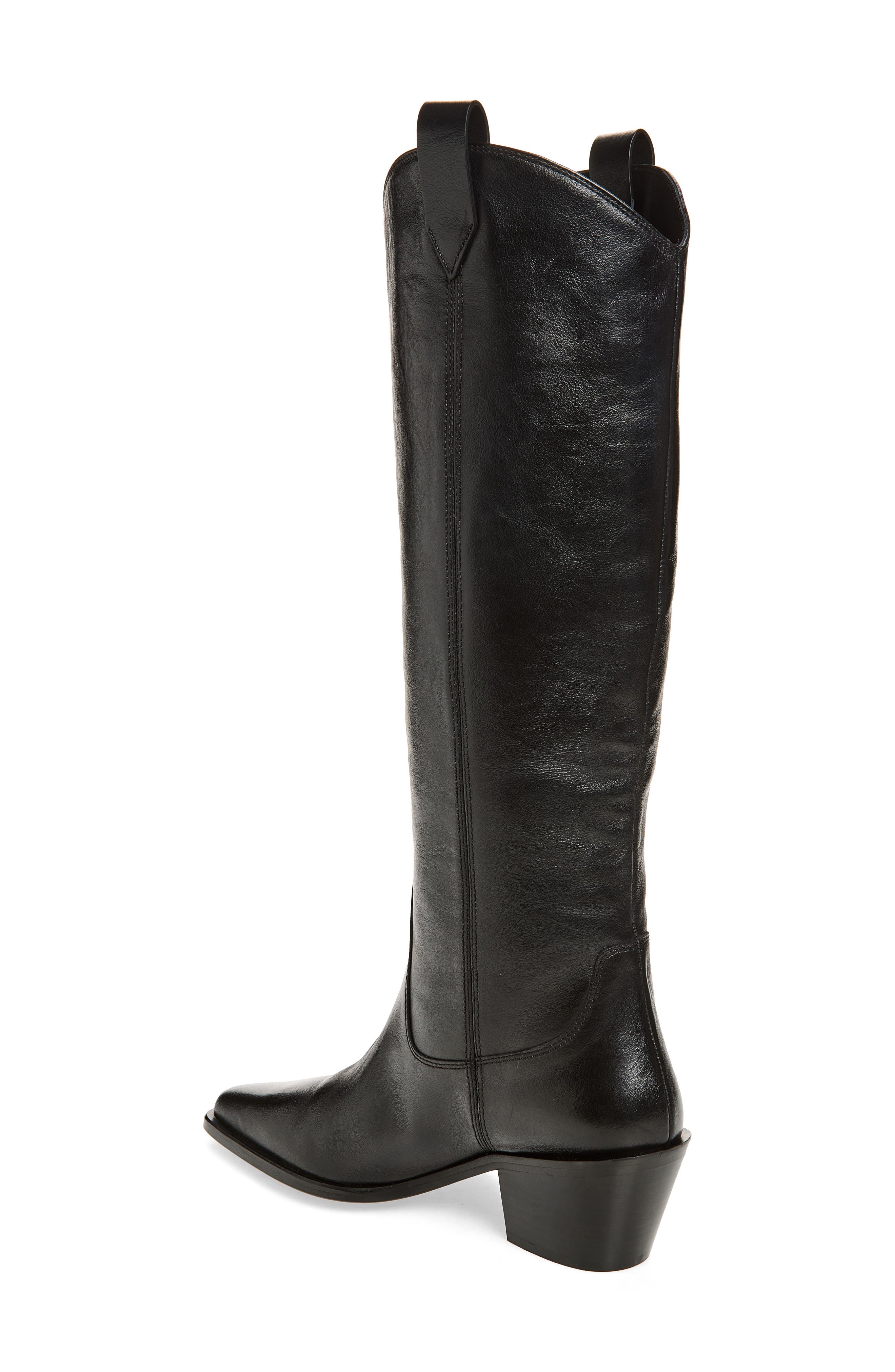 Naomi Western Leather Boot, Alternate, color, BLACK