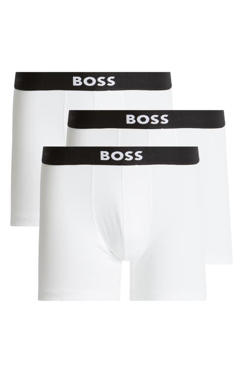 Shop Hugo Boss Boss 3-pack One Stretch Cotton Boxer Briefs In White
