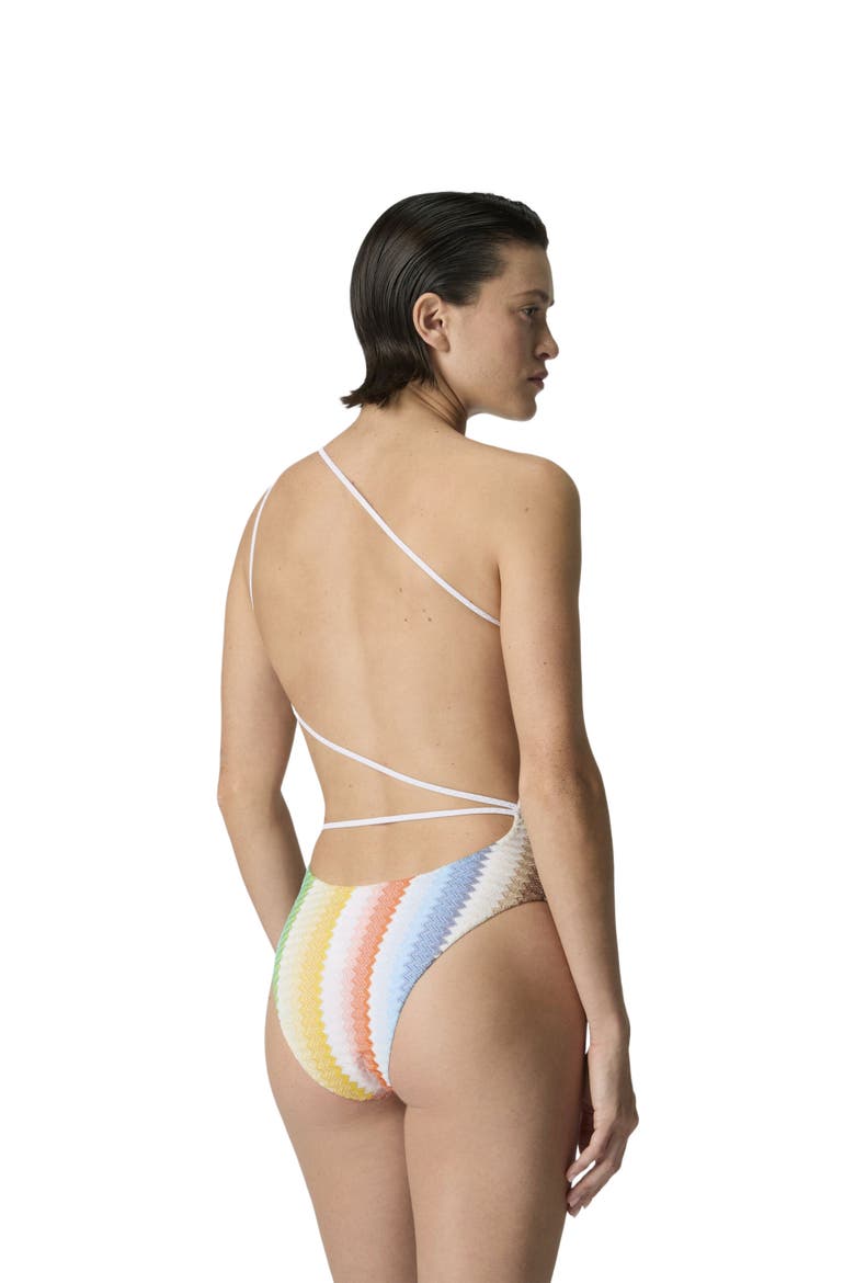 One-shoulder One-piece Swimsuit With Dégradé Zigzag Pattern, Alternate, color, Multicoloured