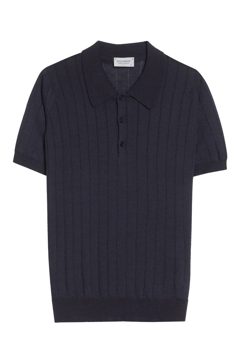 Williams Merino Wool & Cotton Polo Sweater, Alternate, color, NAVY