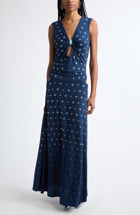 Embellished Jersey Maxi Dress