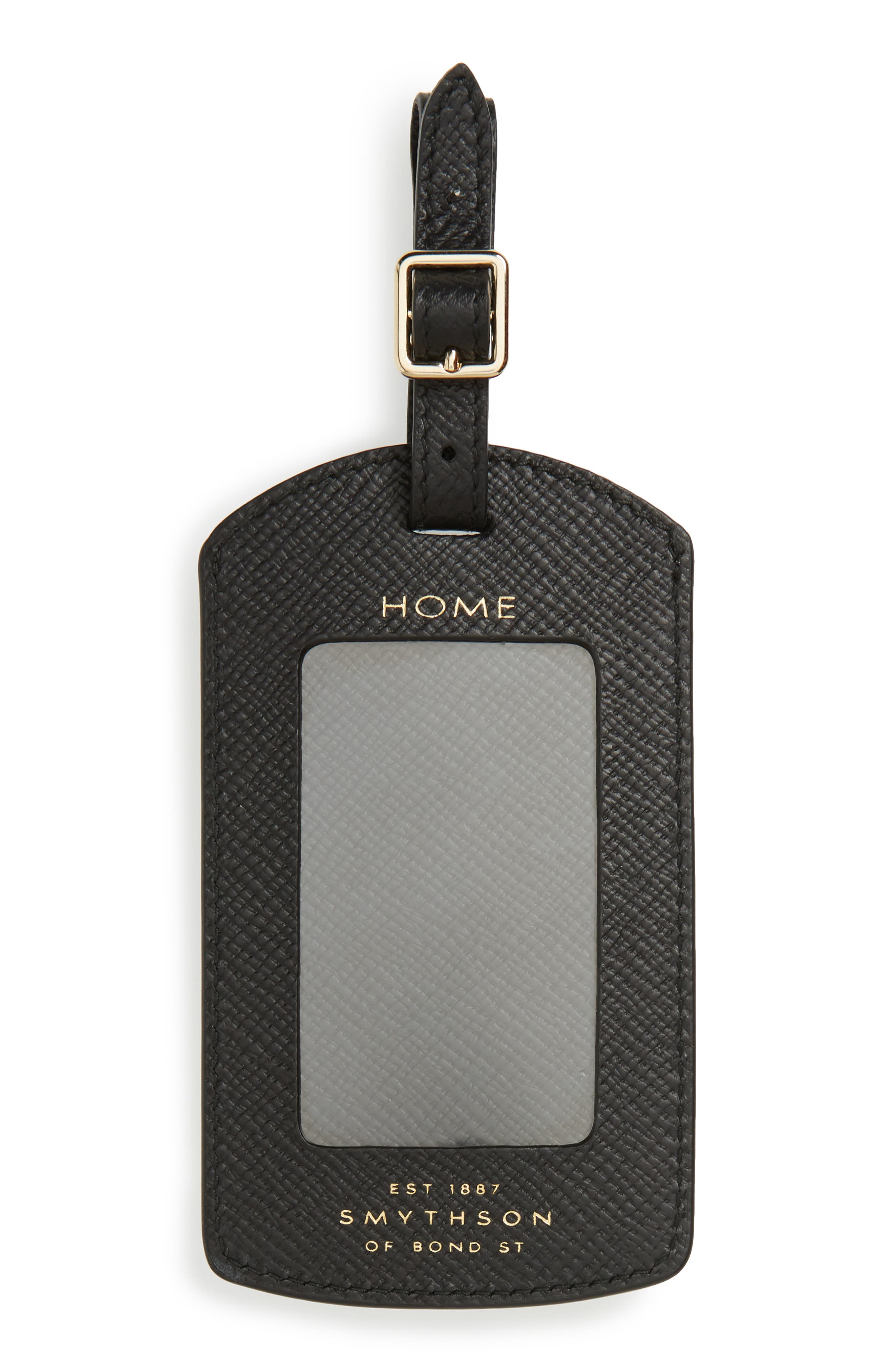 Smythson Panama Home/Destination Calfskin Leather Luggage Label, Main, color, 